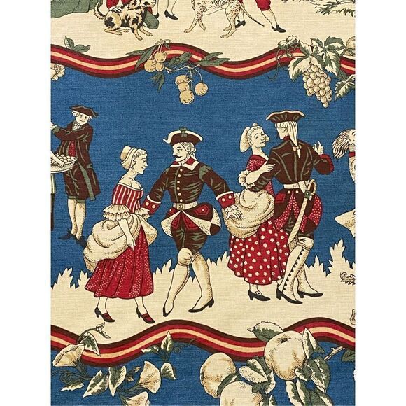 Brunschwig & Fils FABRIC Stanwich Festival HAND PRINT Colonial American Patriot - Picture 4 of 10